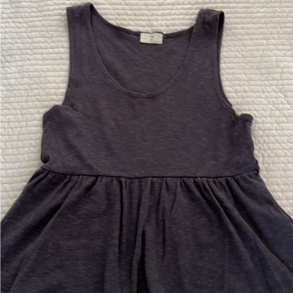 Anthropologie gray ribbed sleeveless top with gathered detail
